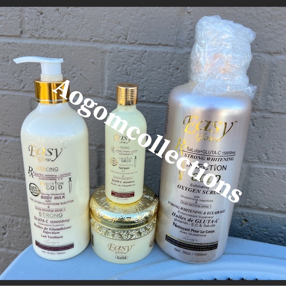 glutathione strong whitening milk Easy Glow gold strong whitening body milk with glutathione injection 4 In 1  Set